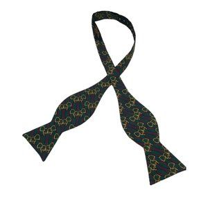 BROOKS BROTHER Makers Green Equestrian Silk Adjustable Self Bow Tie 2".1/2 EX CD